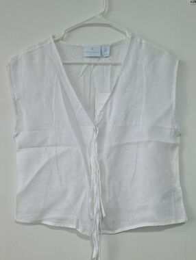 Cynthia Rowley White Linen Tie-Front Camisole